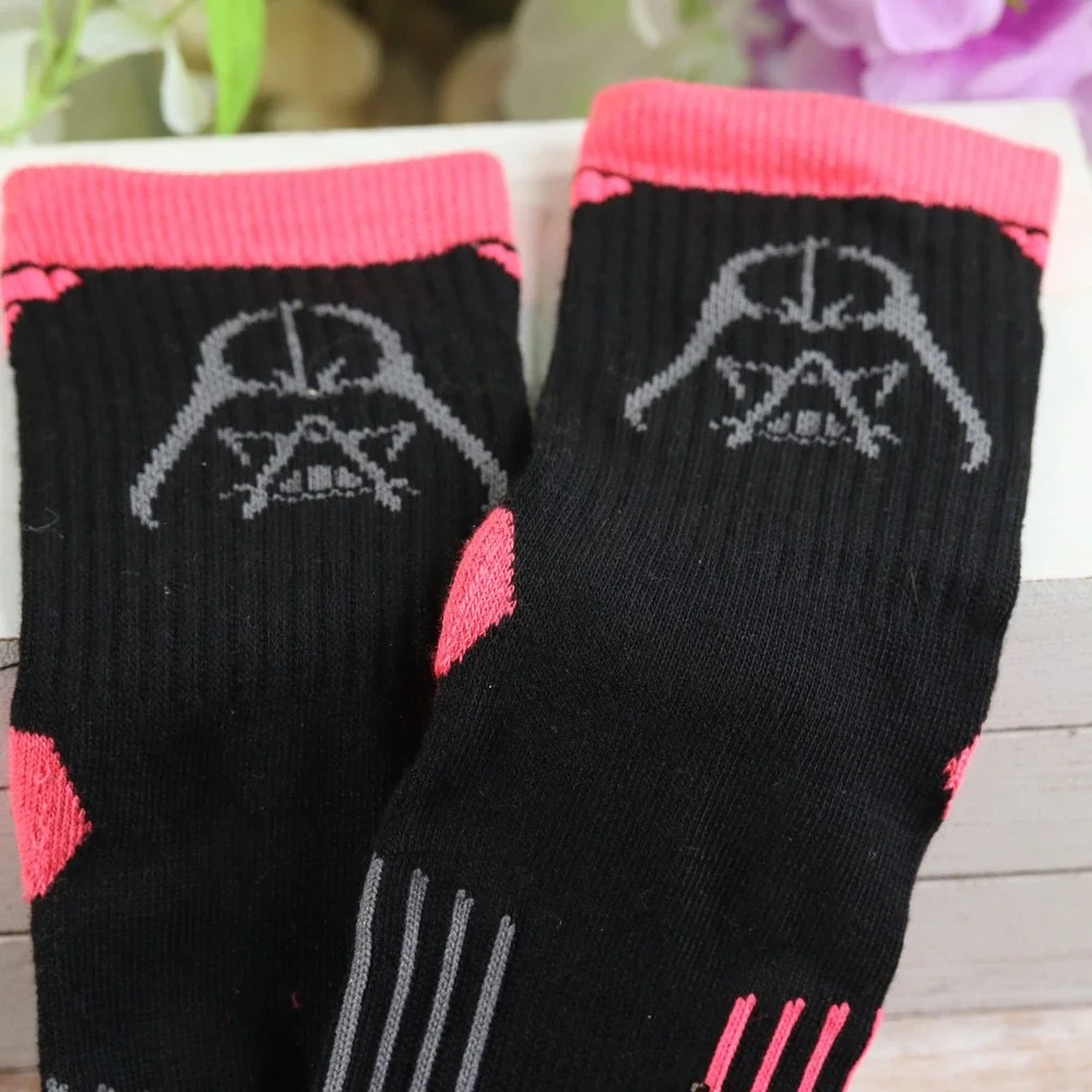 Star Wars Darth Vader Athletic Crew Socks Black Pink Kids Shoe Size 13-3 New